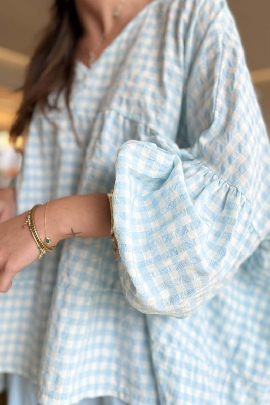 Nonni Gingham Artist Smock Baby Blue